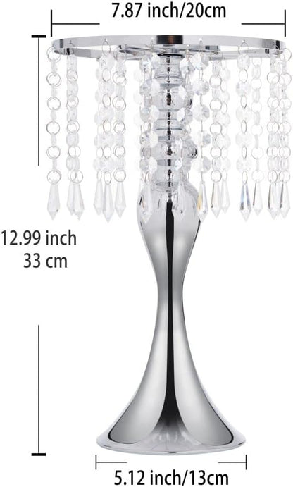 10pcs Silver Vases for Centerpieces Crystal Tabletop Metal Flower Vase Stand for Anniversary Ceremony Party Birthday Event Home Decorations