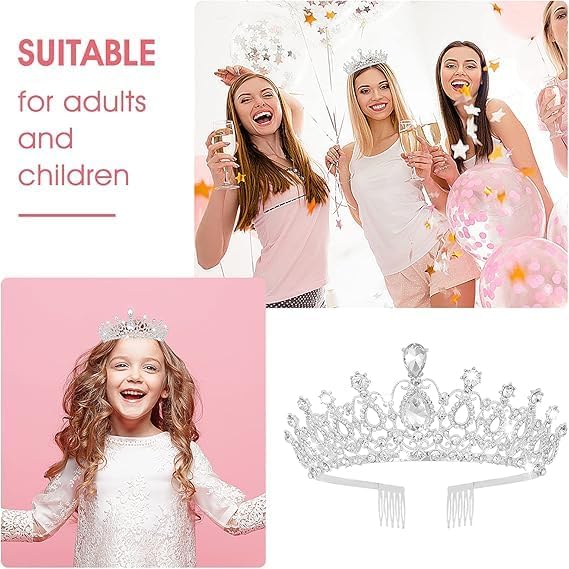 Crystal Tiara and Princess Crown,Silver Rhinestone Tiaras with Comb Crown,Bridal Wedding Queen Headbands Prom Birthday Party Halloween Hair Accessories Jewelry Gifts for Women Girls