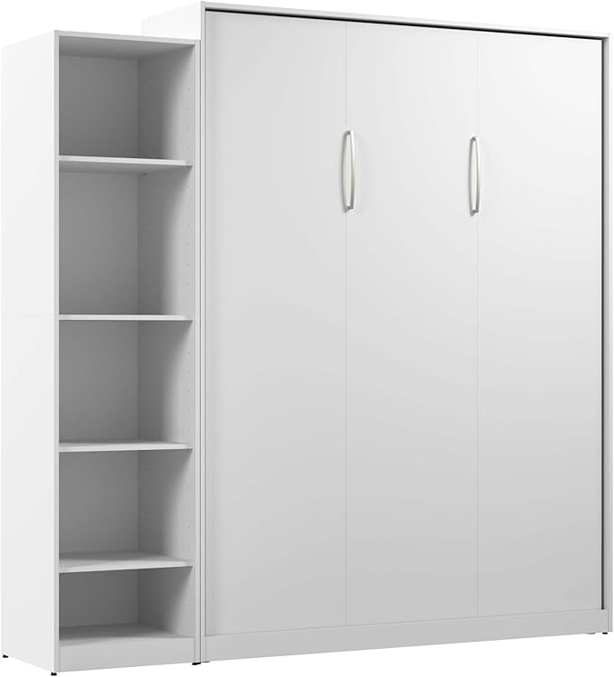 Bestar Claremont Queen Murphy Bed with Closet Organizer (85W) in White, Space-Saving Sleeping Arrangement for Multipurpose Room