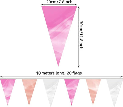 32.8FT Rose-Gold Pink Glitter Triangle Pennant Banner Flag Metallic Bunting Fabric Garland for Christmas Graduation Wedding Engagement Anniversary Bachelorette Bridal Shower Valentine's Party Decor