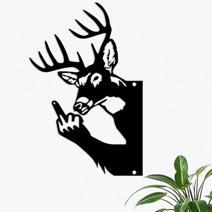 Funny Deer Metal Sign, Humorous Outdoor Hunting Wall Art, Rustic Cabin Lodge Man Cave Garage Decor, Unique Deer Silhouette Plaque, Gag Gift for Hunters, Friends, Dad, Men’s Birthday