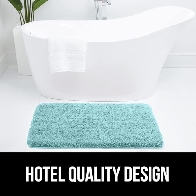 GORILLA GRIP Bathroom Rugs, Ultra Soft Absorbent Mat, Thick Plush Bath Rug, Machine Washable, Microfiber Quick Dry, Mats for Shower, Bathtub and Floor, Home Decor Accessories, 24x17, Spa Blue
