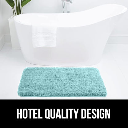 GORILLA GRIP Bathroom Rugs, 60x24, Ultra Soft Absorbent Mat, Thick Plush Bath Rug, Machine Washable, Microfiber Quick Dry, Mats for Shower, Bathtub and Floor, Home Decor Accessories, Spa Blue