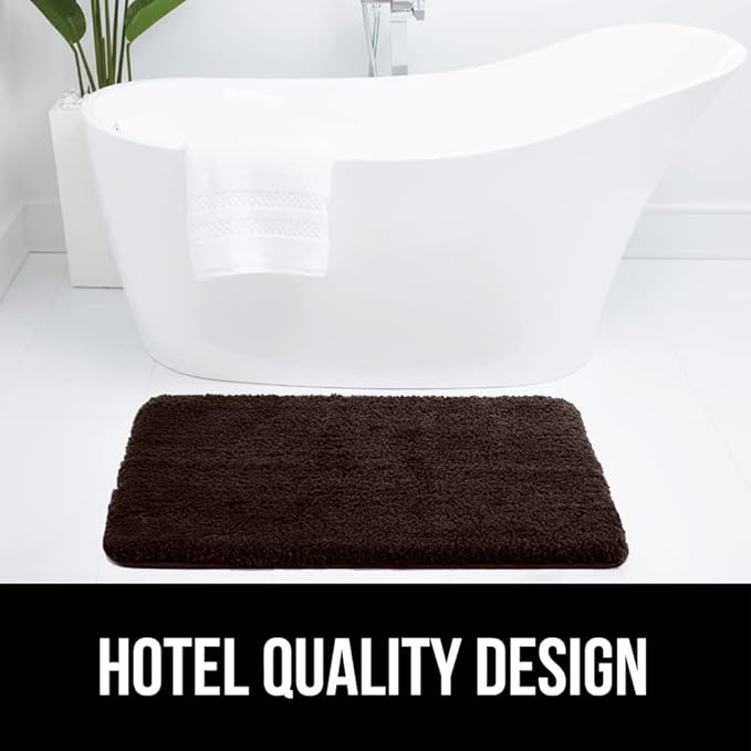 GORILLA GRIP Bathroom Rugs, 42x24, Ultra Soft Absorbent Mat, Thick Plush Bath Rug, Machine Washable, Microfiber Quick Dry, Mats for Shower, Bathtub and Floor, Home Decor Accessories, Brown