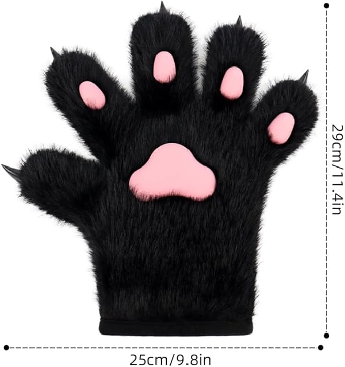 Faux fur wolf paw gloves with non-slip cat pad three-piece set, suitable for cosplay, Christmas, and Halloween party costumes