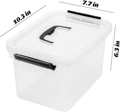 6 Quart Clear Storage Latch Box/Bins, 6-Pack Plastic Container with Latches and Lid