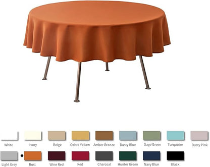 maxmill Round Textured Tablecloth Spill-Proof Wrinkle Free Soft Jacquard Table Cloth for Circular Table Cover, for Dining Room Buffet Banquet Parties Holiday Dinner, 70 Inch, Rust