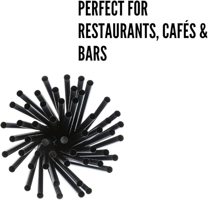 7.75" Jumbo Black Plastic Unwrapped Straw (500Pcs) | Disposable Drink Straws for Restaurants, Cafés, Bars, and Catering | Hygienic, Sturdy, and Convenient