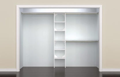 ClosetMaid SuiteSymphony Wood Closet Organizer Kit with Tower, 3 Hang Rods, Top Shelves, Adjustable, Fits Spaces 5 - 9 ft. Wide, Pure White