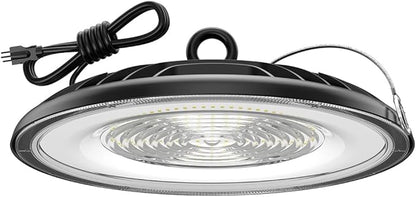 Glitgate LED High Bay Light 200W, 28000LM 5000K UFO High Bay LED Light with US Plug, Hanging Hook, IP65 Waterproof Commercial Bay Lighting for Barn, Warehouse, Factory ETL Listed