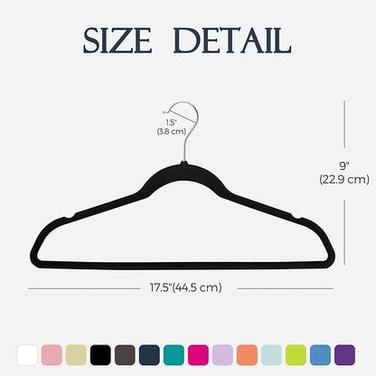 HOUSE DAY Premium Velvet Hangers, Non-Slip Thin Flocked Felt Hangers, Sturdy Clothes Hangers Heavy Duty Coat Hangers & Suit Hangers, Durable Suit Hangers for Closet Space Saving (20 Pack, Black)