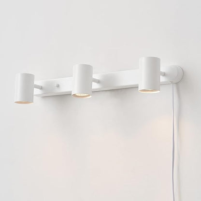 GLOBE Electric 60024 3-Light Plug-in Track Lighting, Adjustable Heads, Matte White Finish, 22-inch, GU10 Base, 15-Foot Cord with in-Line Switch, Modern Ceiling Light for Apartments and Rentals