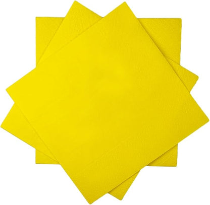 Yellow Cocktail Napkins 5 * 5inch disposable Beverage Napkin paper for Cocktail, Wedding, Dinner，Birthday Party Dessert Wine Paper Napkins（ 120 Count）