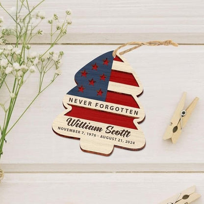 Custom Military Christmas Ornaments, Personalized Patriotic Christmas Tree Decorations, American Flag Ornament, Holiday Xmas Gifts for Veterans, Soldiers