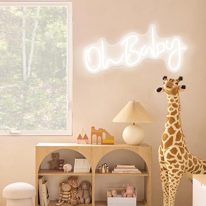 Oh Baby Neon Sign for Wall Decor Neon Lights for Teen Bedroom Decor Art Light Up Sign Oh Baby LED Neon Signs for All Party Reunion Decoration USB Powered 21.7x10 Inch (white)