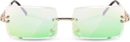 FEISEDY Vintage Rimless Sunglasses Rectangle Frameless Candy Color Glasses Women Men B2642