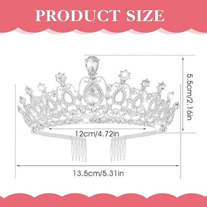 Crystal Tiara and Princess Crown,Silver Rhinestone Tiaras with Comb Crown,Bridal Wedding Queen Headbands Prom Birthday Party Halloween Hair Accessories Jewelry Gifts for Women Girls