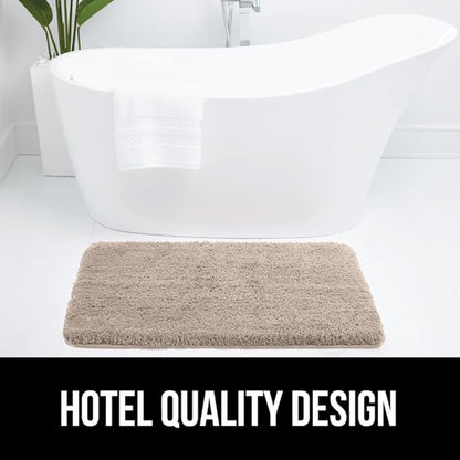 GORILLA GRIP Bathroom Rugs, 42x24, Ultra Soft Absorbent Mat, Thick Plush Bath Rug, Machine Washable, Microfiber Quick Dry, Mats for Shower, Bathtub and Floor, Home Decor Accessories, Beige