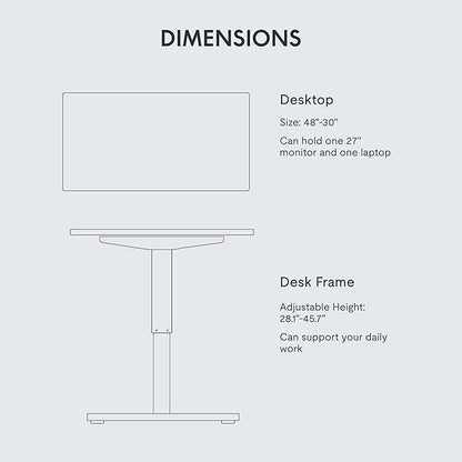 FLEXISPOT EN1 One-Piece Standing Desk with 1-Inch Thick Desktop, 48"x30" Electric Height Adjustable Desk for Home Office & Multi-Device Workstations, White(Silver Frame)