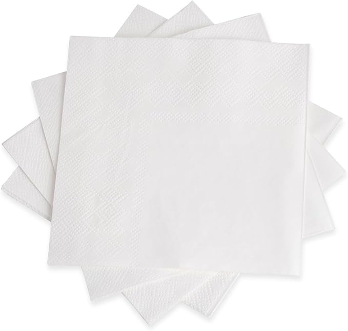 1000 PCS Napkins 2 Ply 4.9" X 4.9" Plain White Beverage Napkins Disposable Four Folded Cocktails Paper Napkins Folded