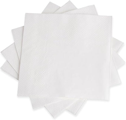1000 PCS Napkins 2 Ply 4.9" X 4.9" Plain White Beverage Napkins Disposable Four Folded Cocktails Paper Napkins Folded