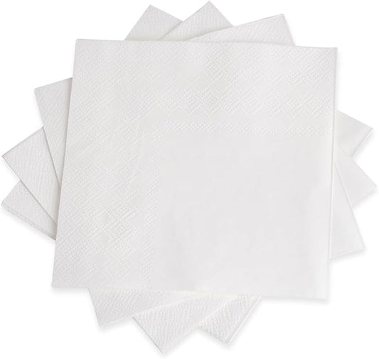 1000 PCS Napkins 2 Ply 4.9" X 4.9" Plain White Beverage Napkins Disposable Four Folded Cocktails Paper Napkins Folded