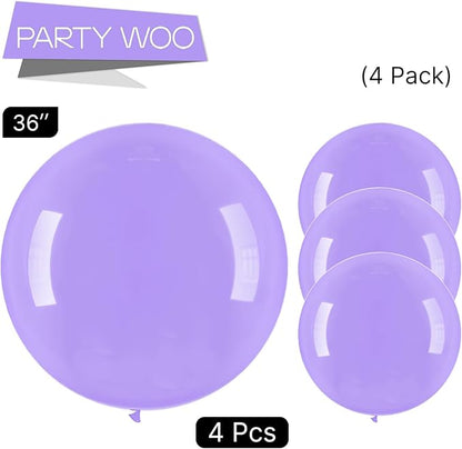 PartyWoo Lavender Balloons 4pcs 36 Inch Light Pastel Purple Lilac Purple Latex Helium Balloons for Birthday Baby Shower Graduation Wedding Anniversary Bridal Shower Party Decorations Purple-Q10