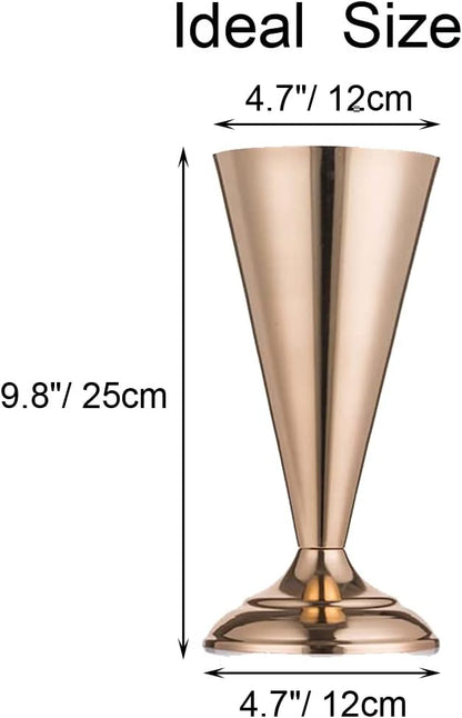 Gold Vase Centerpiece Table Decorations - 10 Pcs Metal Tabletop Flower Stand, Wedding Decorations for Reception, 9.8in Trumpet Tall Flower Vase for Birthday, Weddings, Anniversary, Home Decor