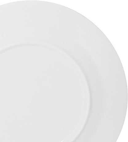 bestone 8 Inch Porcelain White Salad Plates Set, Porcelain Dessert/Salad Plate，Classic Round with Wide Rim, Lead-Free,Dishwasher, Microwave, Freezer, Oven Safe, for Everyday Use-Set of 6