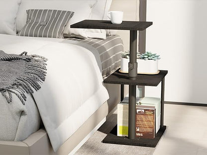 Swivel Side Table for Couch Arm, Adjustable C End Table for Recliner or Bed, Tv Trays with Storage Shelf for Small Spaces Small Nightstand Table for Living Room, Bedroom，2pc