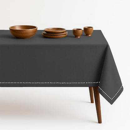 Dark Grey Tablecloth, Rectangle Table Cover 60x86 Inch, 100% Cotton, Fits 6-8 Seats, Soft, Durable, Washable, Wrinkle Resistant, Dining Table Cloth for Modern Decor, Events, Dining