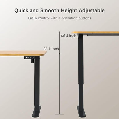 Furmax Electric Height Adjustable Standing Desk Large 40 x 24 Inches Sit Stand up Desk Home Office Computer Desk Memory Preset with T-Shaped Metal Bracket, Maple