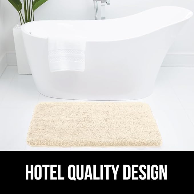 GORILLA GRIP Bathroom Rugs, 36x24, Ultra Soft Absorbent Mat, Thick Plush Bath Rug, Machine Washable, Microfiber Quick Dry, Mats for Shower, Bathtub and Floor, Home Decor Accessories, Ivory