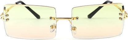 FEISEDY Vintage Rimless Sunglasses Rectangle Frameless Candy Color Glasses Women Men B2642