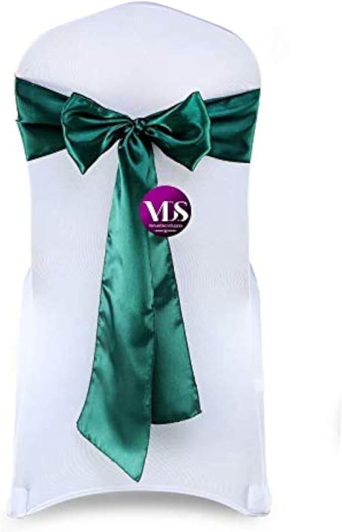 VDS Satin Chair Sashes Chair Cover Back Tie Sateen Bows Ribbon for Wedding Birthday Graduation Engagement Ceremony Event Party Banquet Venue Hotel All Dining Chair Decoration (50PC) (Hunter Green)
