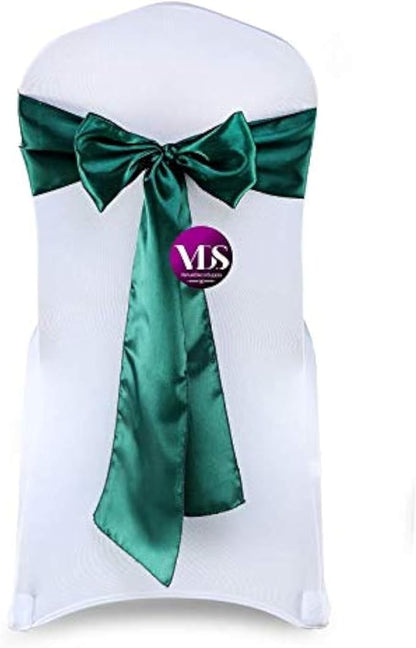 VDS Satin Chair Sashes Chair Cover Back Tie Sateen Bows Ribbon for Wedding Birthday Graduation Engagement Ceremony Event Party Banquet Venue Hotel All Dining Chair Decoration (50PC) (Hunter Green)