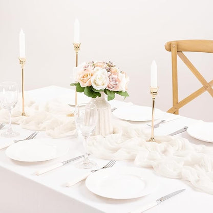 MLMC 3 Pack Ivory White Table Runner Rustic Gauze Cheesecloth Table Runner 10ft Cheese Cloth Centerpiece Decor 35x120 Inches for Wedding Dessert Anniversary Bridal Baby Shower Christmas Winter Decor