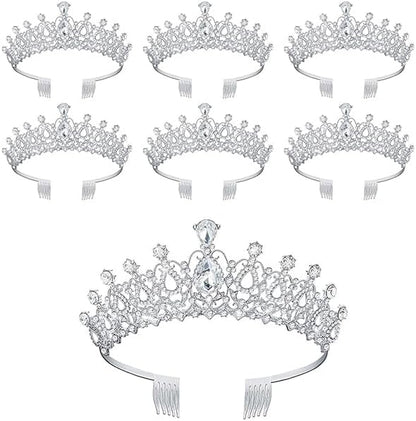 Crystal Tiara and Princess Crown,Silver Rhinestone Tiaras with Comb Crown,Bridal Wedding Queen Headbands Prom Birthday Party Halloween Hair Accessories Jewelry Gifts for Women Girls