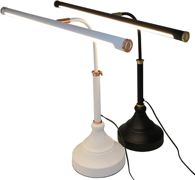 HomeFocus - Piano Light,LED Piano Lamp,Music Lamp,Eye-Caring,Stepless Dimming,Touch Dimmable Reading Light,Reading Lamp for Home Office,Adjustable Height,Multi-Functional Desk lamp,Metal,Black+Gold.