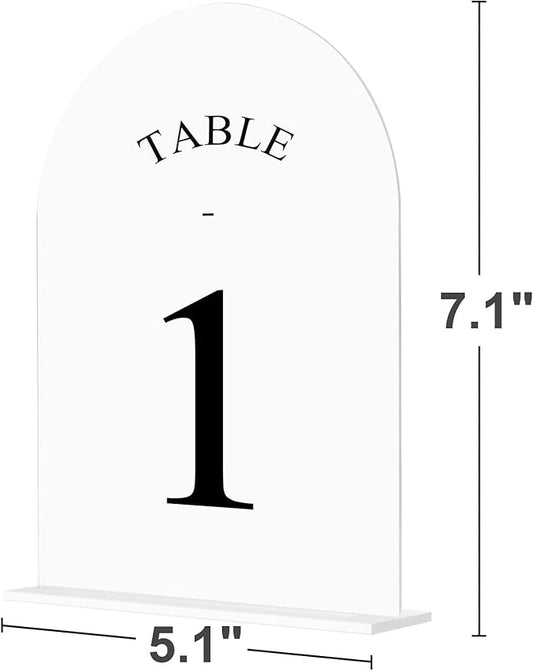 JOYIT Arch Wedding Table Numbers 1-20 with Stands – Double-Sided Printed 5" X 7" Acrylic Signs with White Background and Black Text, Perfect for Wedding Receptions, Parties, Anniversaries, and Events