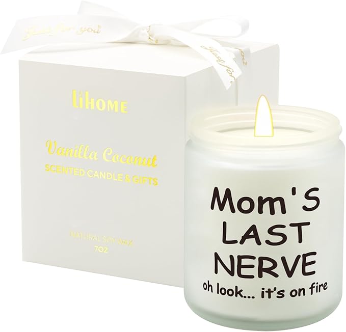 Lihome Vanilla Coconut Scented Jar Candle, Mom's Last Nerve, 7oz, Gift Boxed