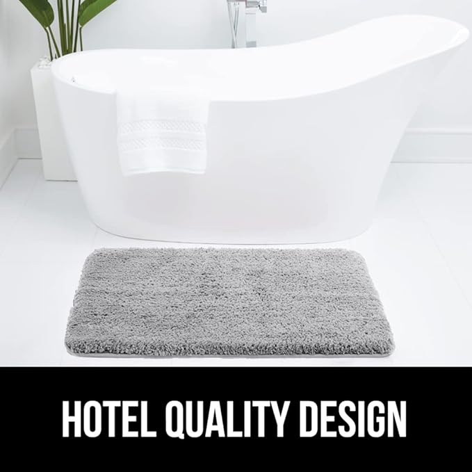 GORILLA GRIP Bathroom Rugs, Ultra Soft Absorbent Mat, Thick Plush Bath Rug, Machine Washable, Microfiber Quick Dry, Mats for Shower, Bathtub and Floor, Home Decor Accessories, 24x17, Light Gray