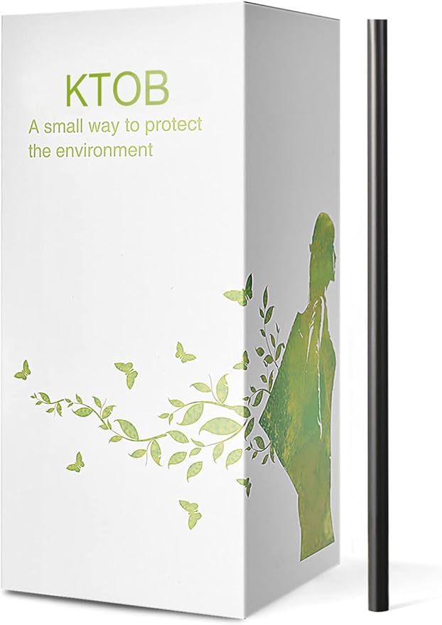 200 Count 100% Compostable Plant-Based PLA Straws-KTOB Biodegradable Black Cocktail Drinking Plasticless Straws-Eco Friendly Plastic Bar Straw
