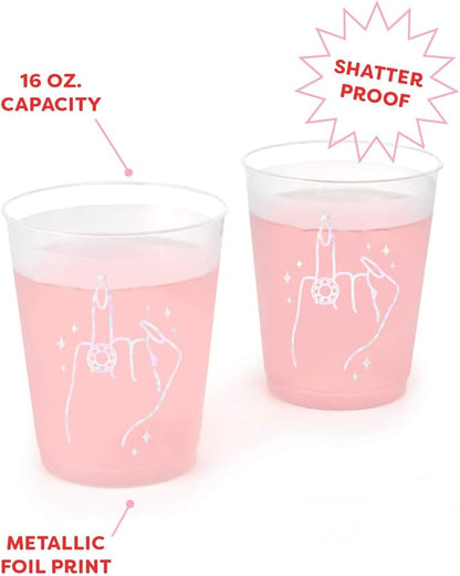 xo, Fetti Bachelorette Party Ring Finger Reusable Cups - 16 Frost Flex Cups | Bach Party Drinkware, Cute Bridal Shower Supplies, Engagement Reusable Cups, Bride To Be Decorations, Bridesmaids Favors