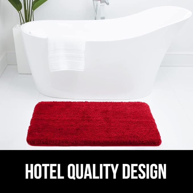 GORILLA GRIP Bathroom Rugs, 36x24, Ultra Soft Absorbent Mat, Thick Plush Bath Rug, Machine Washable, Microfiber Quick Dry, Mats for Shower, Bathtub and Floor, Home Decor Accessories, Red