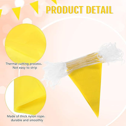 100 Feet Pennant Banners Flags 75 Solid String Triangle Flags for Grand Opening, Carnival Theme Birthday Party Decoration Outdoor Events Classroom Decoration(Yellow)
