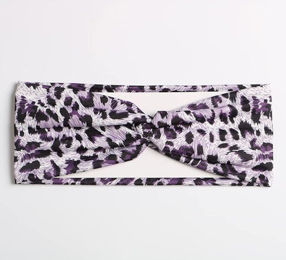 6PCS Women Leopard Boho Headbands,Boho Floal Style Criss Cross Head Wrap,Wide Top Knot Turban Hair Band (Leopard print)