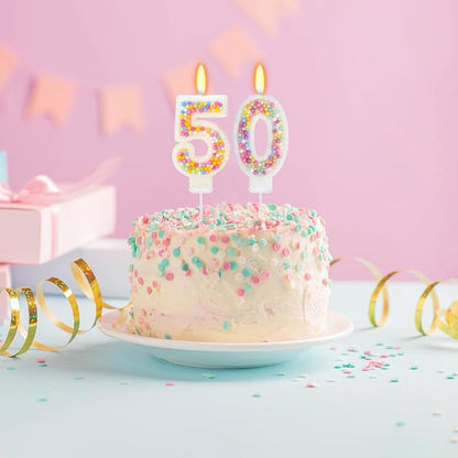 50th Birthday Candle for Cake, Colorful Macaron Numeral Candles for Women/Girl, Theme Birthday Party Cake Decorations, Cake Topper for Birthday Party Supplies (Number 50)
