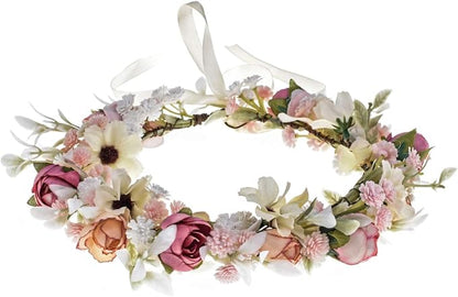 Floral Fall Camellia Flower Crown Rose Headpiece Wedding Bridal Flower Girl Halo Maternity Photo Props FL-03