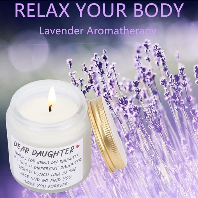 Daughter Gifts from Mom or Dad, Funny Birthday Gifts for Daughter Adult, Mothers Day Gift for Daughter Stepdaughter, Dear Daughter Candle for Graduation Wedding Christmas